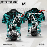 Maxcorners Bowling Camo Pattern Multicolor Option Customized Name, Team Name 3D Polo Shirt (4 Colors)