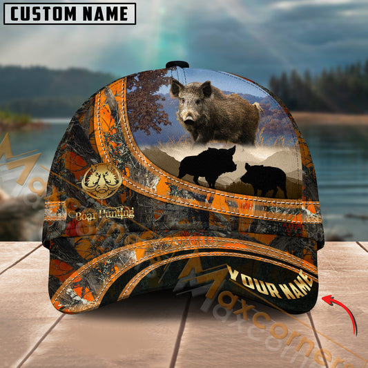 Maxcorners Hunting Boar Basic Multicolor Personalized Name 3D Cap (2 colors)