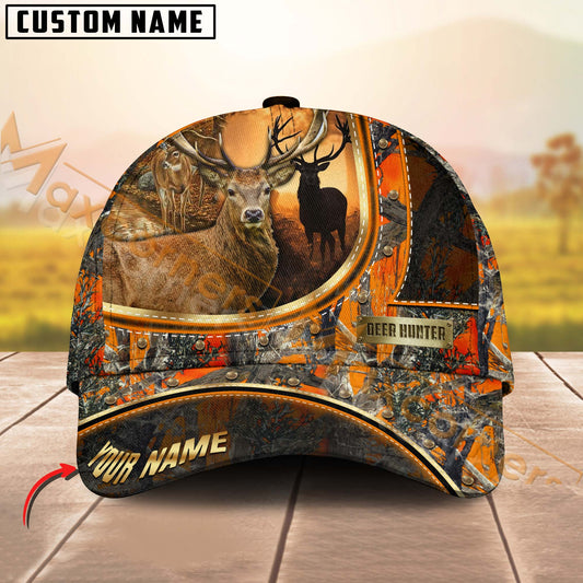 Maxcorners Deer Hunting Golden Tag Multicolor Personalized Name 3D Cap (2 colors)