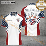 Maxcorners Bowling American Flag Bowling & Pins Pattern Jersey Personalized Name, Team Name 3D Shirt