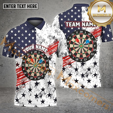 Maxcorners Darts USA Flag Pattern Mutilcolor Options Personalized Name, Team Name 3D Shirt