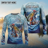 Maxcorners Trout Fishing USA Flag Blue Seawave Pattern Sport Custom Name & Team Name 3D Shirts