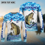 Maxcorners Crappie Fishing Blue Water School Of Fish Pattern Sport Custom Name & Team Name 3D Shirts