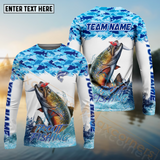 Maxcorners Trout Fishing Blue Water School Of Fish Pattern Sport Custom Name & Team Name 3D Shirts