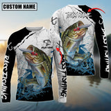 Maxcorners Bass Fishing Black White Water Pattern Sport Custom Name & Team Name 3D Shirts
