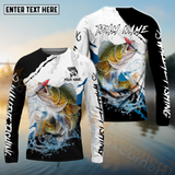 Maxcorners Walleye Fishing Black White Water Pattern Sport Custom Name & Team Name 3D Shirts