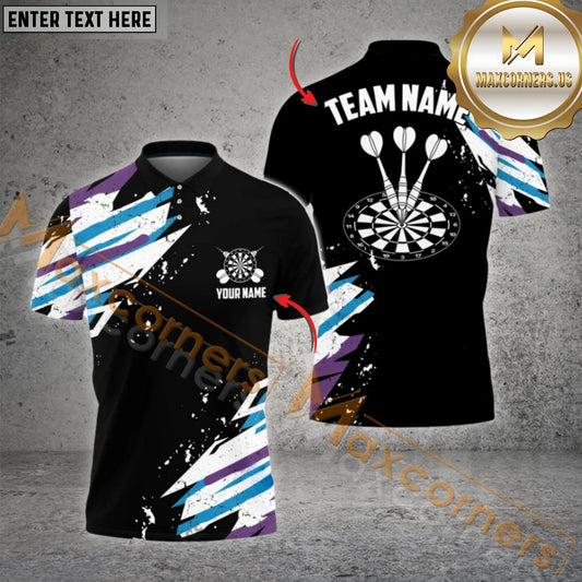 Maxcorners Darts Mix Color Basic Personalized Name, Team Name 3D Polo Shirt (4 Colors)