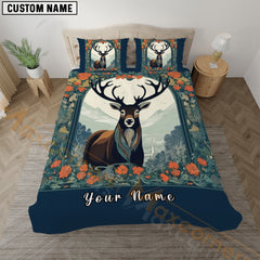 Maxcorners Majestic Deer Mountain Bedding Set 3D Print Custom Name
