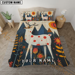 Maxcorners Nordic Reindeer Forest Bedding Set 3D Print Custom Name