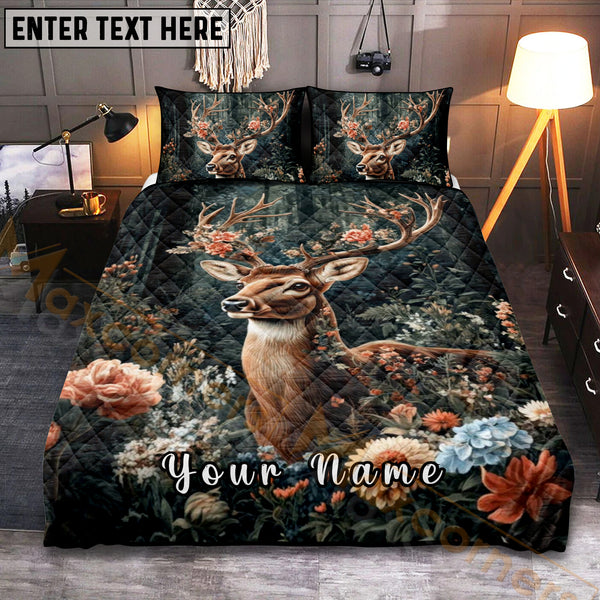 Maxcorners Elegant Deer Garden Bedding Set 3D Print Custom Name