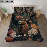 Maxcorners Royal Deer Bloom Bedding Set 3D Print Custom Name
