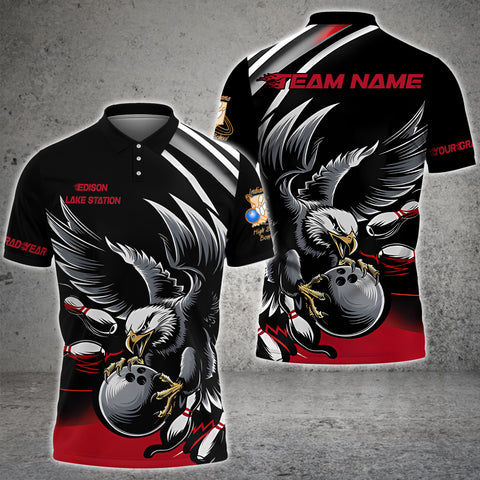 Maxcorners Black Eagle Bowling Jersey Multicolor Options Personalized Name, Team Name 3D Shirt For Vannessa