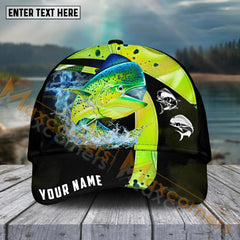 Maxcorners Mahi-Mahi Fishing Cross Water  Skinfish Water Sport Pattern Personalized Name 3D Cap