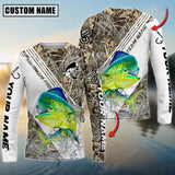 Maxcorner Mahi-Mahi Fishing Camo Pattern Personalized Name And Team Name Long Sweat Shirt