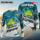 Maxcorner Mahi-Mahi Fishing Sun Protection Sea Camo Pattern Personalized Name And Team Name Long Sweat Shirt