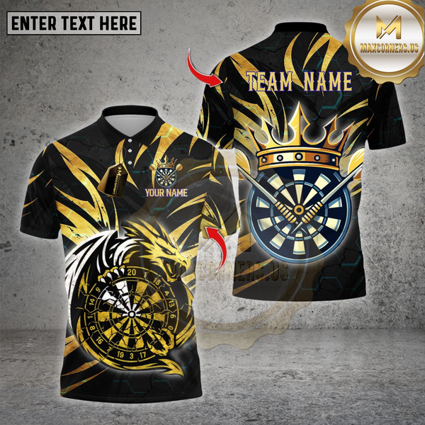 Maxcorners Darts  Premium Dragon Dartboard Design Multioptions Personalized Name, Team Name Unisex 3D Shirt (4 Colors)