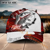 Maxcorners Pike Fishing Red Dark Pattern Sport Pattern Personalized Name 3D Cap MT133