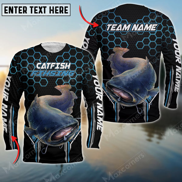 Maxcorner Catfish Fishinng Personalized 3D Long Sleeve Shirt