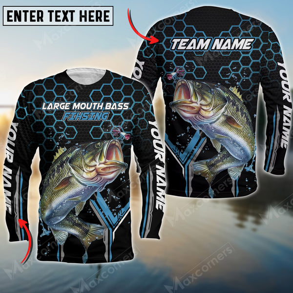 Maxcorner Large Mouth Bass Fishinng Personalized 3D Long Sleeve Shirt