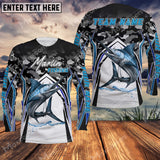 Maxcorner Marlin Fishing Pattern Camo Personalized 3D Long Sleeve Shirt