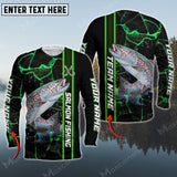 Maxcorner Salmon Fishing Pattern Green Personalized 3D Long Sleeve Shirt