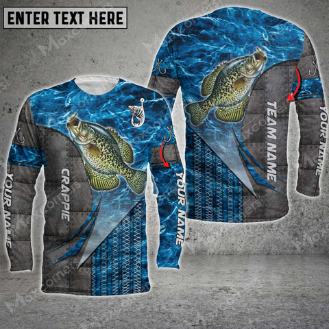 Maxcorner Crappie Fishing Metal Pattern Personalized 3D Long Sleeve Shirt