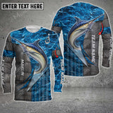 Maxcorner Marlin Fishing Metal Pattern Personalized 3D Long Sleeve Shirt