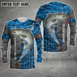 Maxcorner Stripped Bass Fishing Metal Pattern Personalized 3D Long Sleeve Shirt