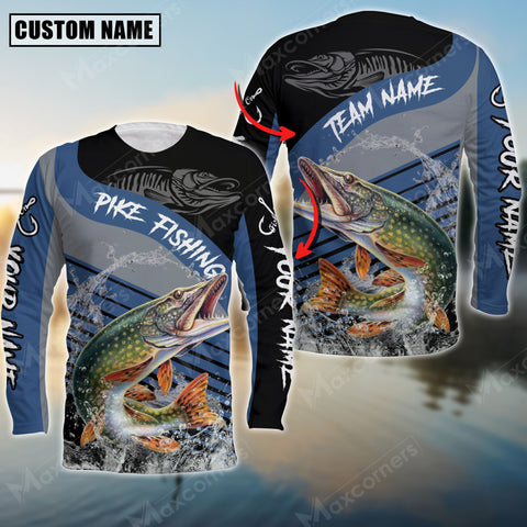 Maxcorner Pike Fishing Skeleton Personalized 3D Long Sleeve Shirt