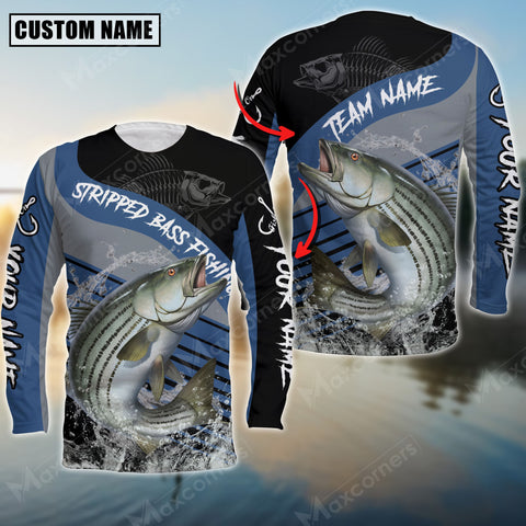 Maxcorner Stripped Bass Fishing Skeleton Personalized 3D Long Sleeve Shirt