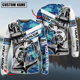 Maxcorner Chinook Fishing Jersey Sun Protection Sea Camo Pattern Personalized Name And Team Name Long Sweat Shirt