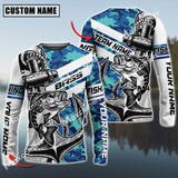 Maxcorner Bass Fishing Jersey Sun Protection Sea Camo Pattern Personalized Name And Team Name Long Sweat Shirt