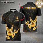 Maxcorner Bowling Ball & Pins Premium Crown Multicolor Option Customized Name 3D Shirt (6 Colors)