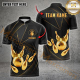 Maxcorner Bowling Ball & Pins Premium Crown Multicolor Option Customized Name 3D Shirt (6 Colors)