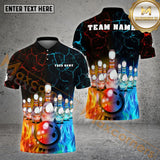 Maxcorners Bowling Fire And Water Jersey Customized Name, Team Name 3D Shirt Unisex