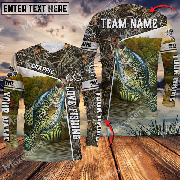 Maxcorner Crappie Fishing Crack Camo Personalized 3D Long Sleeve Shirt