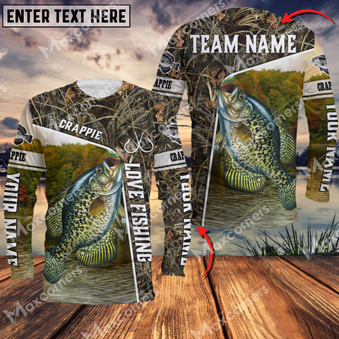 Maxcorner Crappie Fishing Crack Camo Personalized 3D Long Sleeve Shirt