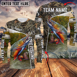 Maxcorner Trout Fishing Crack Camo Personalized 3D Long Sleeve Shirt