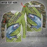 Maxcorner Salmon Fishing Green Camo Personalized 3D Long Sleeve Shirt