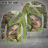 Maxcorner Trout Fishing Green Camo Personalized 3D Long Sleeve Shirt