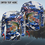 Maxcorner Pike Fishing Flag US Pattern Personalized 3D Long Sleeve Shirt