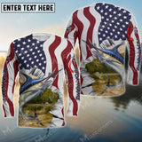 Maxcorner Marlin Fishing Flag US Pattern Personalized 3D Long Sleeve Shirt