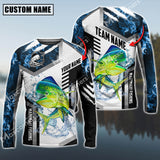 Maxcorners Mahi-Mahi Fishing Blue Flame Sport Jersey Personalized Name, Team Name Long Sleeve Shirt