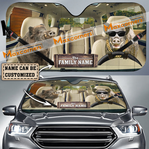 Maxcorners Boar Custom Name All Over Printed 3D Car Sun Shade