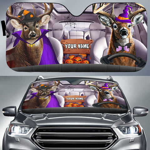 Maxcorners Deer Halloween Custom Name All Over Printed 3D Car Sun Shade