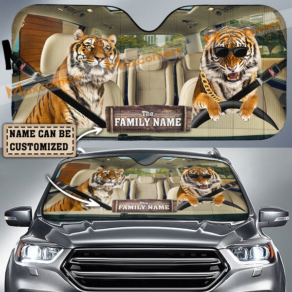 Maxcorners Tiger Custom Name All Over Printed 3D Car Sun Shade