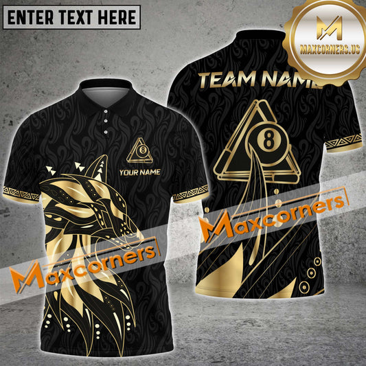 Maxcorners Billiard Ball 8 Mystery Pattern Multicolor Options Personalized Name, Team Name 3D Polo Shirt (6 Colors)