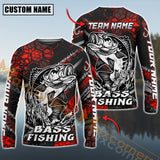 Maxcorners Bass Fishing Red Hexagon Pattern Pro Sport Jersey Personalized Name And Team Name Fishing Long Sleeve Shirt