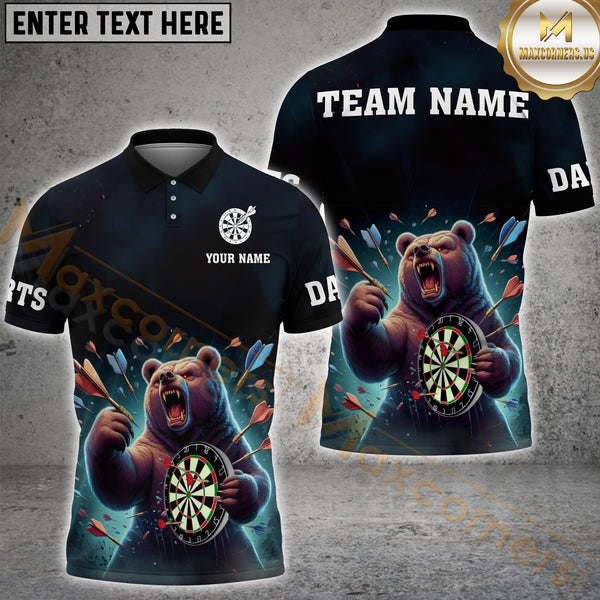 Maxcorners Darts Bear Holding Dartboard  Personalized Name, Team Name 3D Shirt