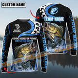 Maxcorner Bass Fishing Slogan “Fishing Hooked On Fishing, Safe On The Water” Jersey Sun Protection Personalized Name And Team Name Long Sweat Shirt